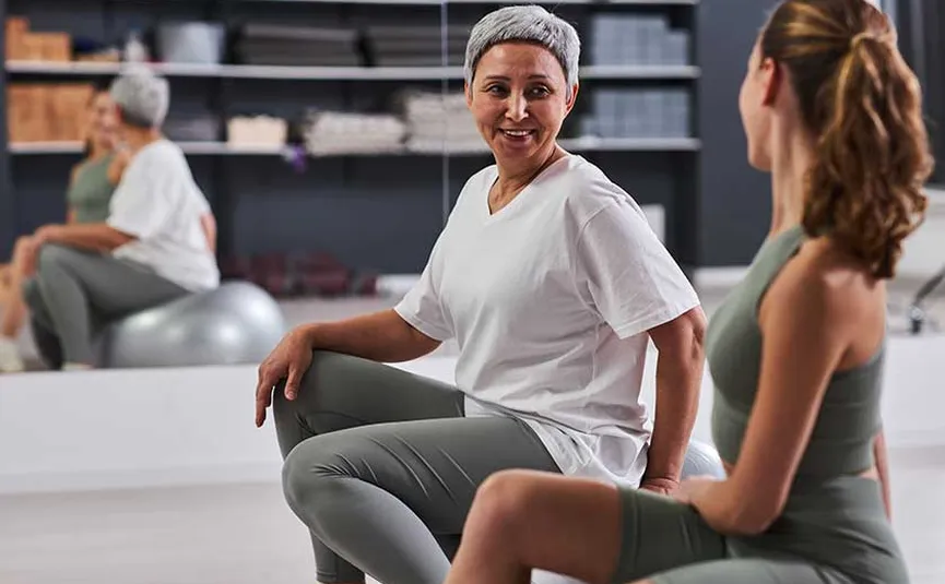 mature people therapeutic stretching class